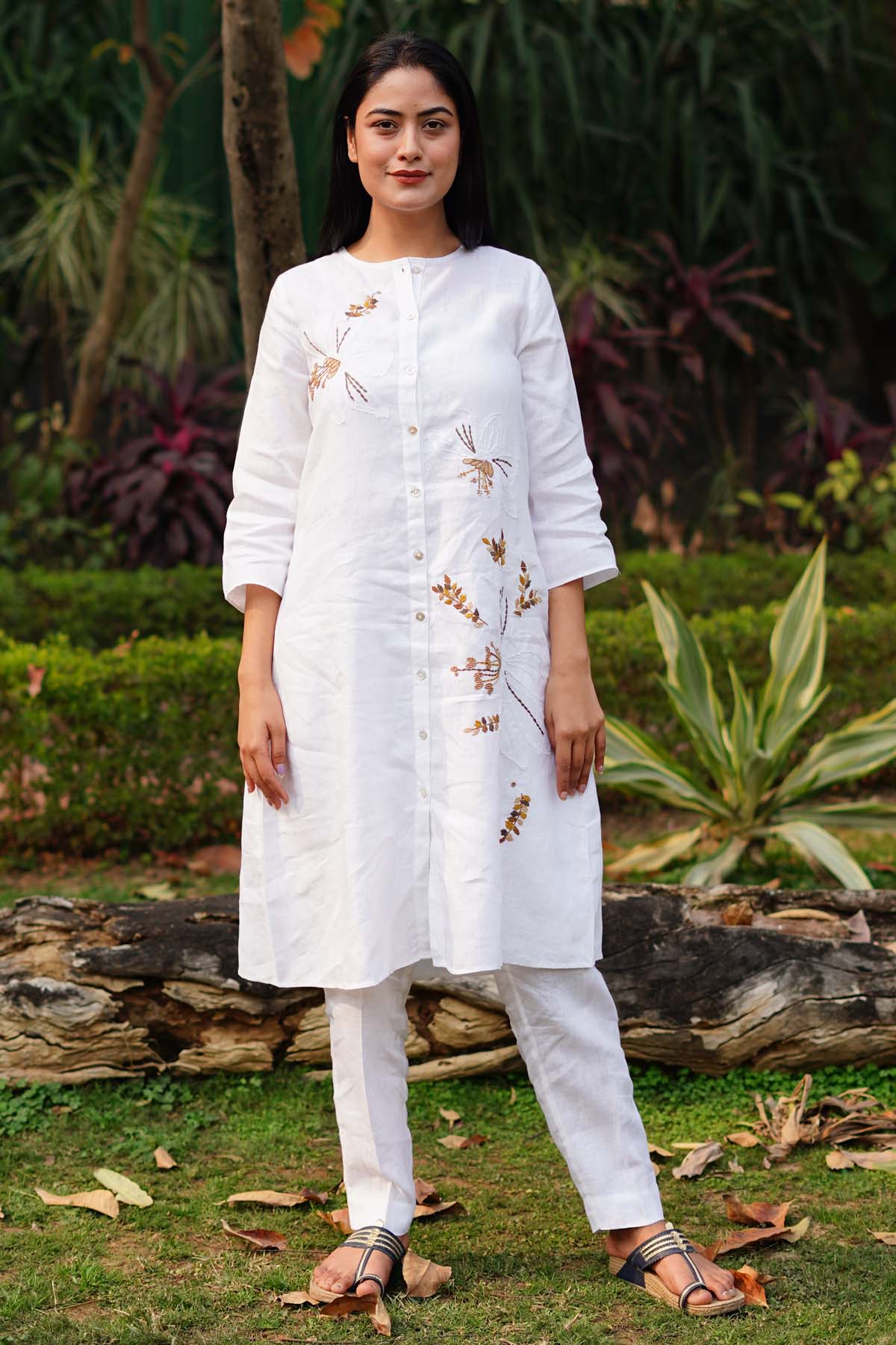 Buy Designer White Floral Embroidered Tunic Online